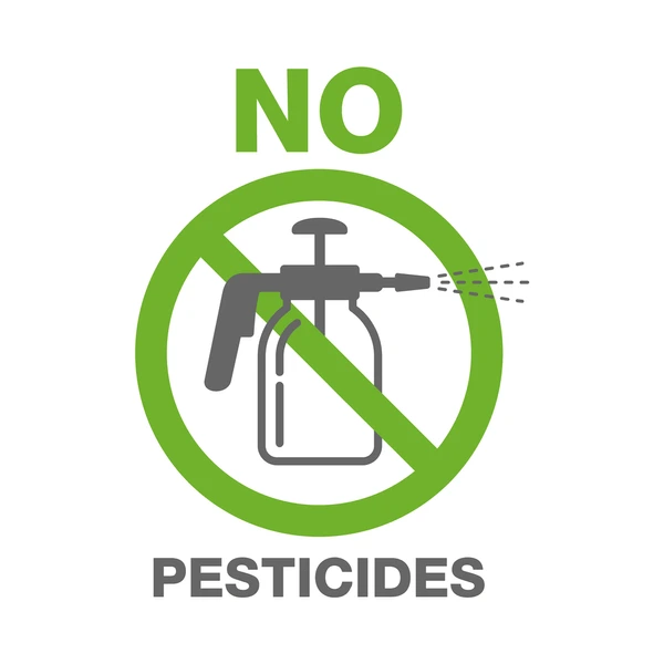 Illustration highlighting banned pesticides in Pakistan with a no pesticide symbol