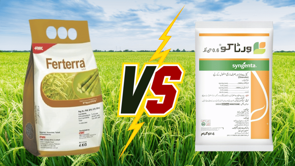 Side-by-side Comparison image of Virtako by Syngenta and Ferterra by FMC highlighting Which is the Best Virtako or Ferterra.